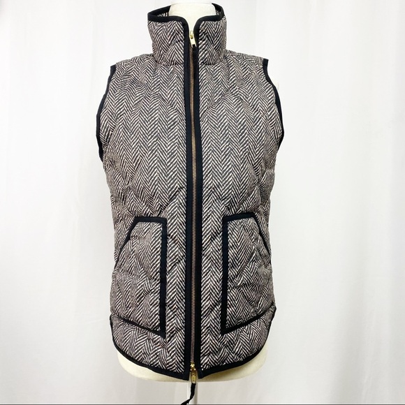 J. Crew Quilted Puffer Vest Chevron Double Zipper - Picture 1 of 9